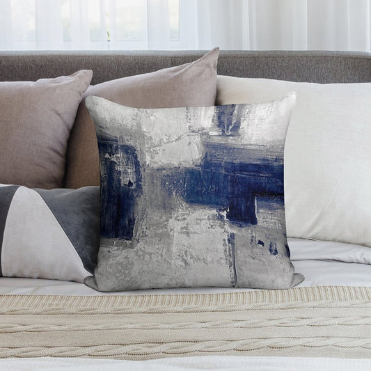 Blue Gray Abstract Soft Short Plush Fabric Throw Pillow