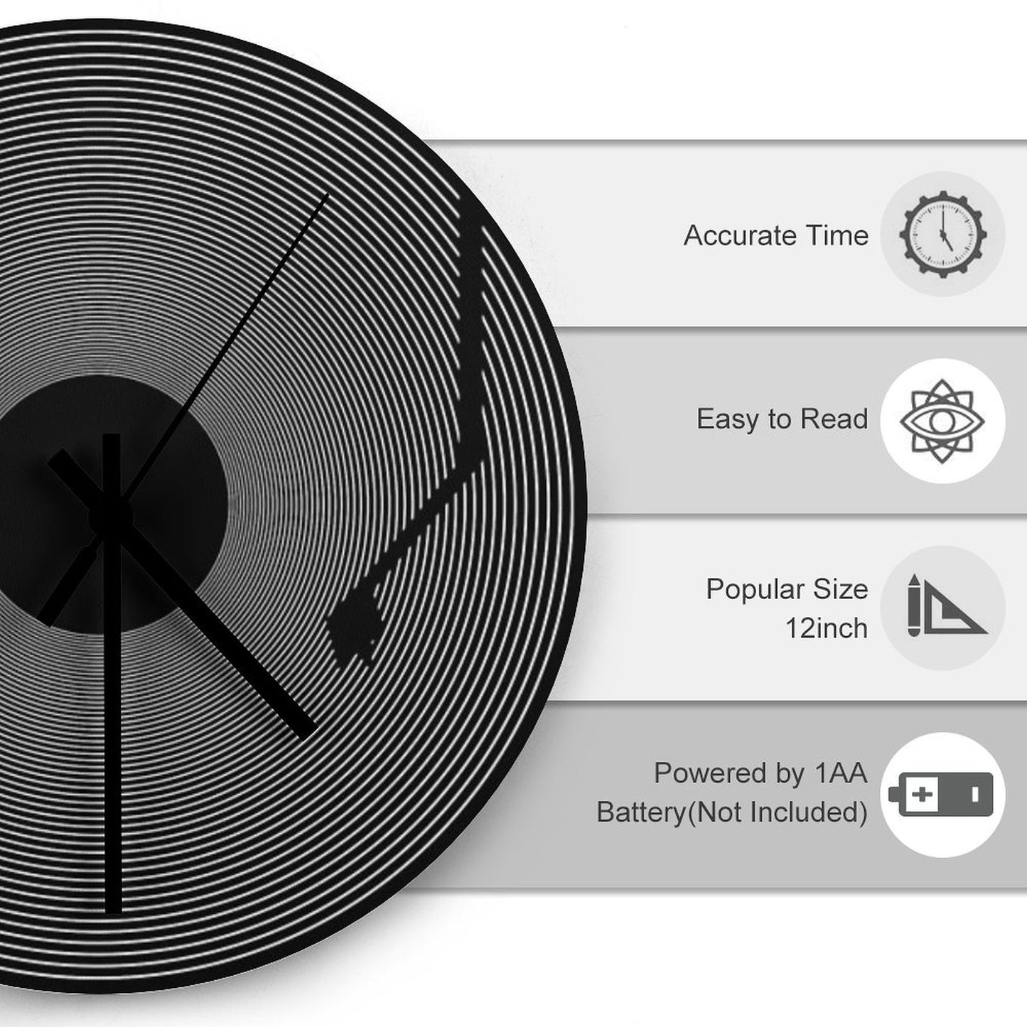 Vinyl Records Collector Gift Idea Turntable Wall Clock
