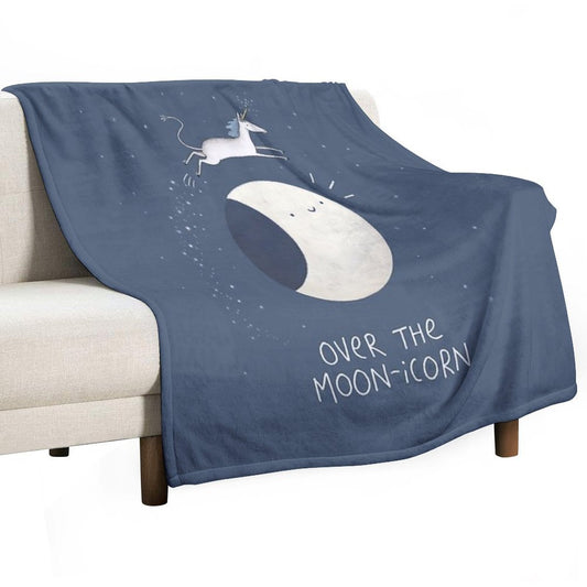 Over The Moon-icorn Throw Blanket