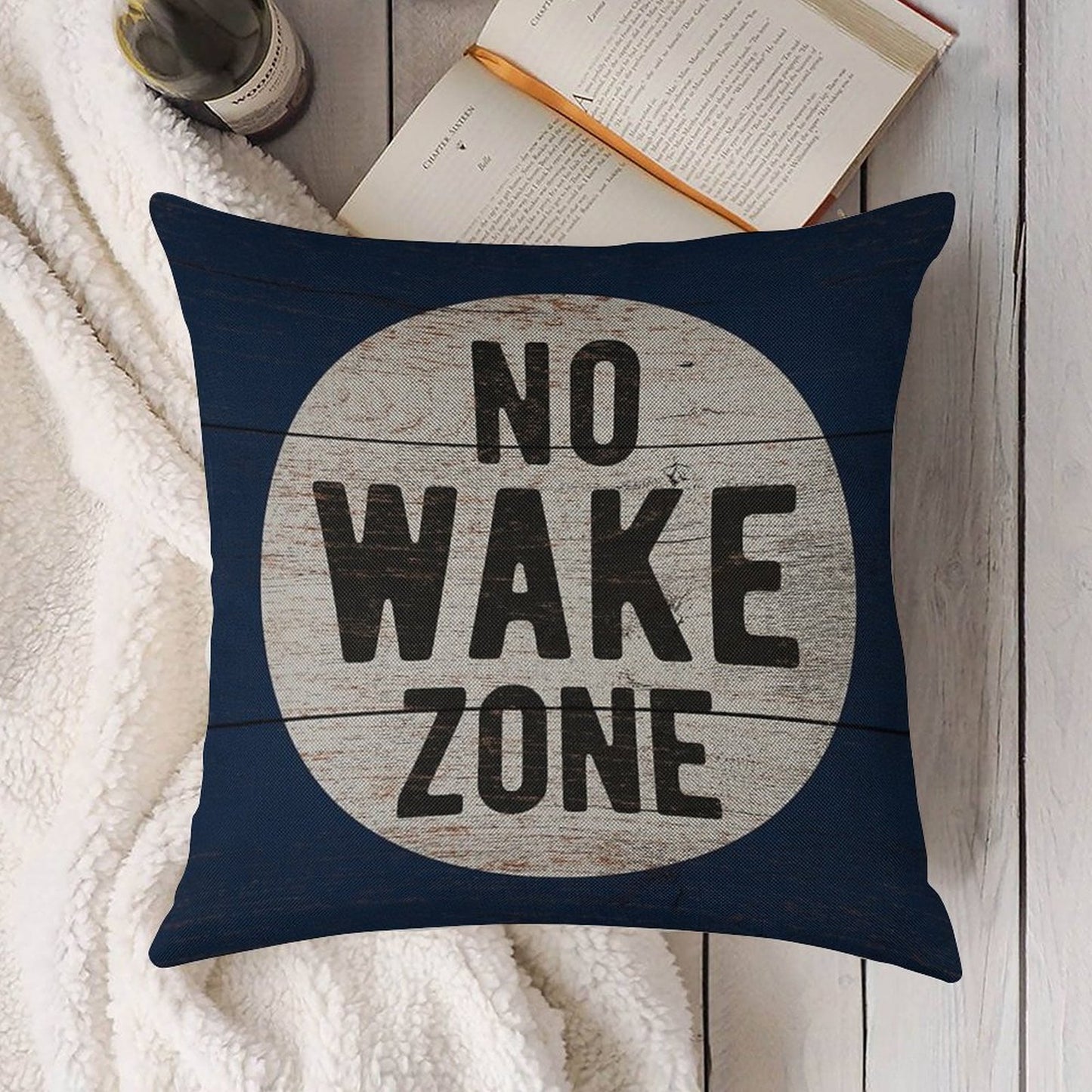 No Wake Zone, Lake Gift, Lake Sign, Lake House Décor, Wake Surf, Wakeboard, Water Ski, No Wake Area, Lake Sign Linen Throw Pillow Cover