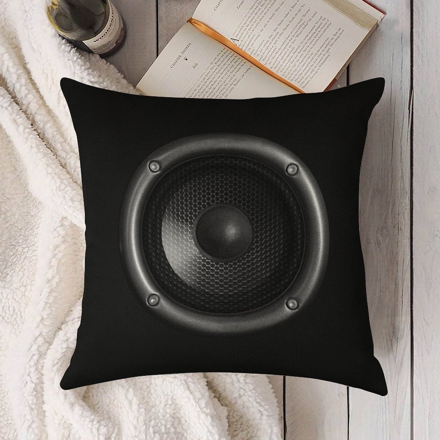 Music Speaker Linen Throw Pillow Cover