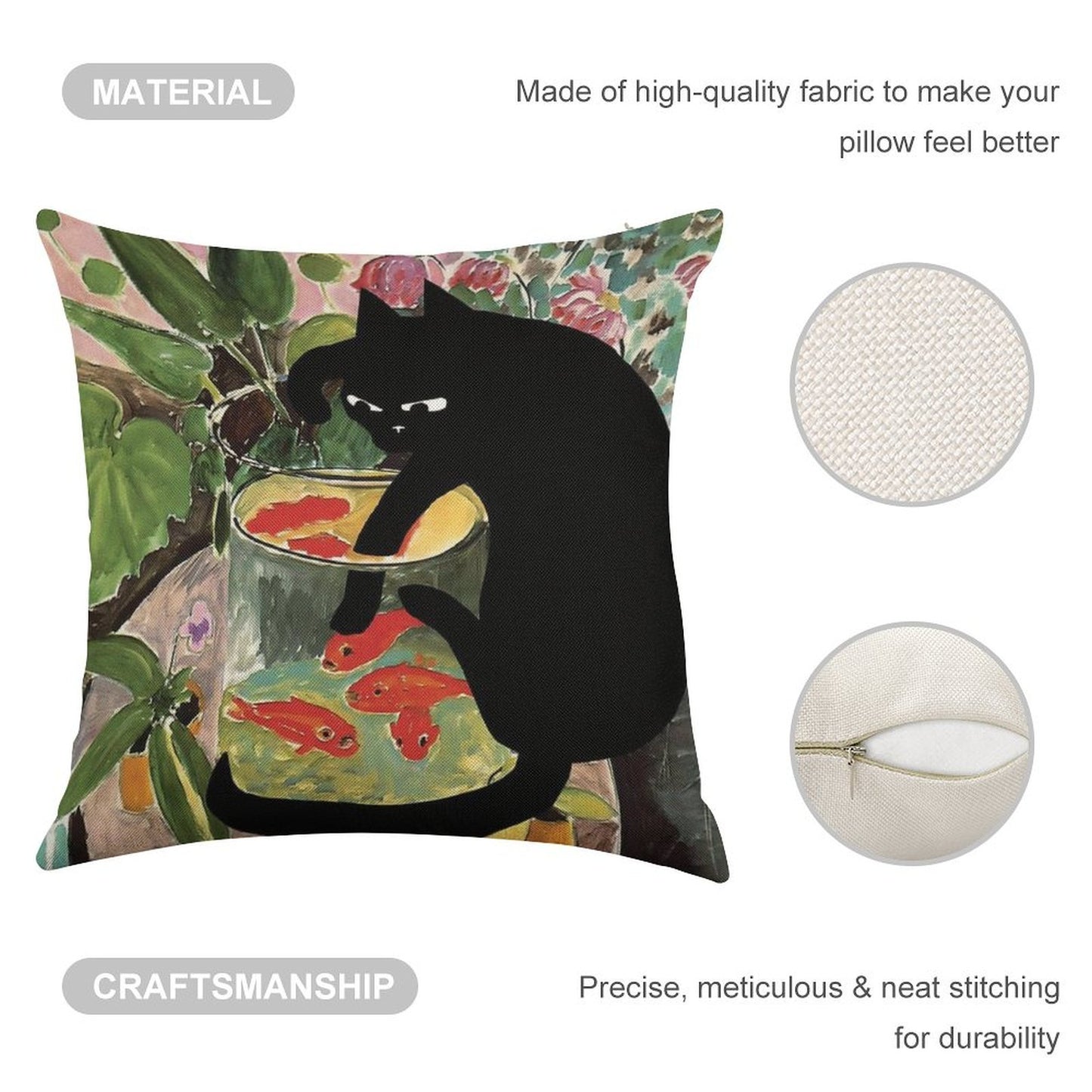 Matisse's Goldfish And A Cat Linen Throw Pillow Cover