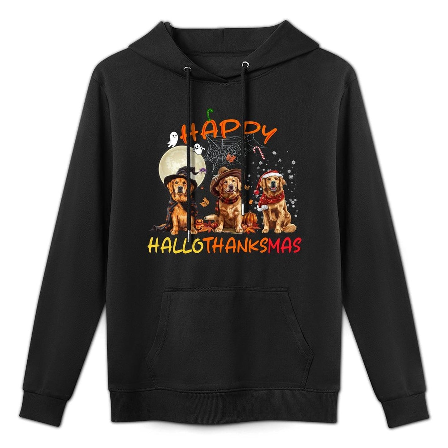 Happy Halloween Thanksgiving Christmas Golden Retriever Xmas Sweatshirt Unisex Design Hoodie
