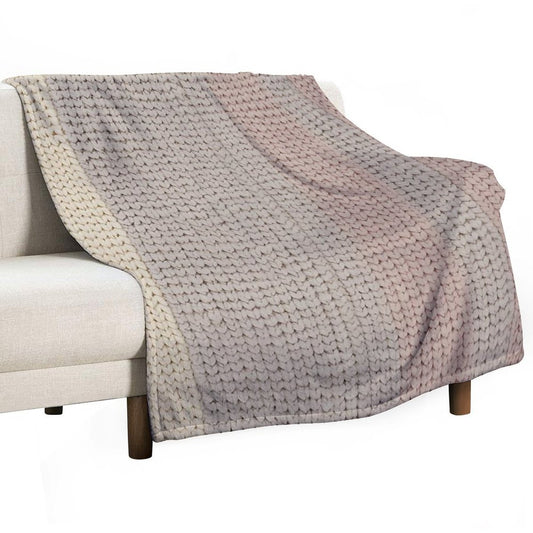 Pastel Knitted Texture in Soft Stripes Throw Blanket