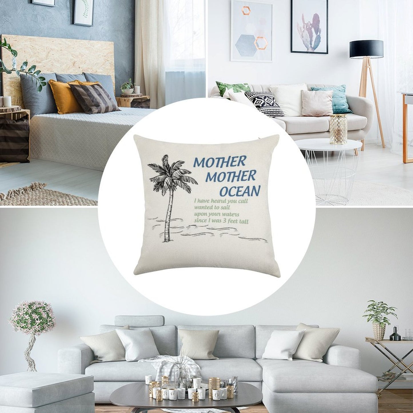 Mother, Mother, Ocean Linen Throw Pillow Cover