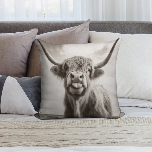 Cheeky Highland Cow Soft Bedroom Essential Throw Pillow