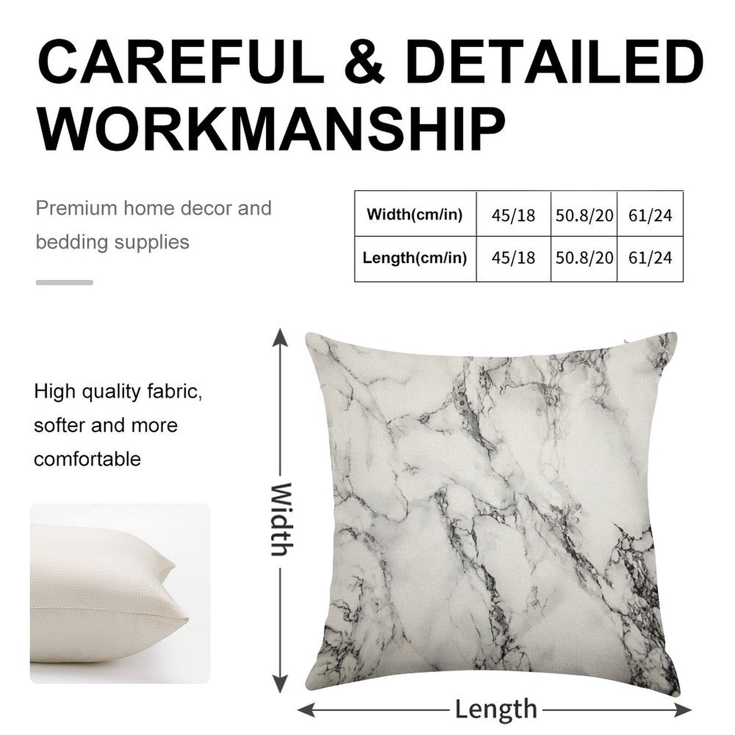 Marble Linen Throw Pillow Cover