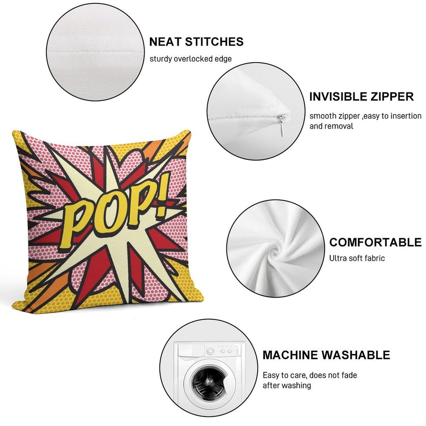 POP Comic Book Pop Art Cool Retro Trendy Soft Ultra-Soft Texture Throw Pillow