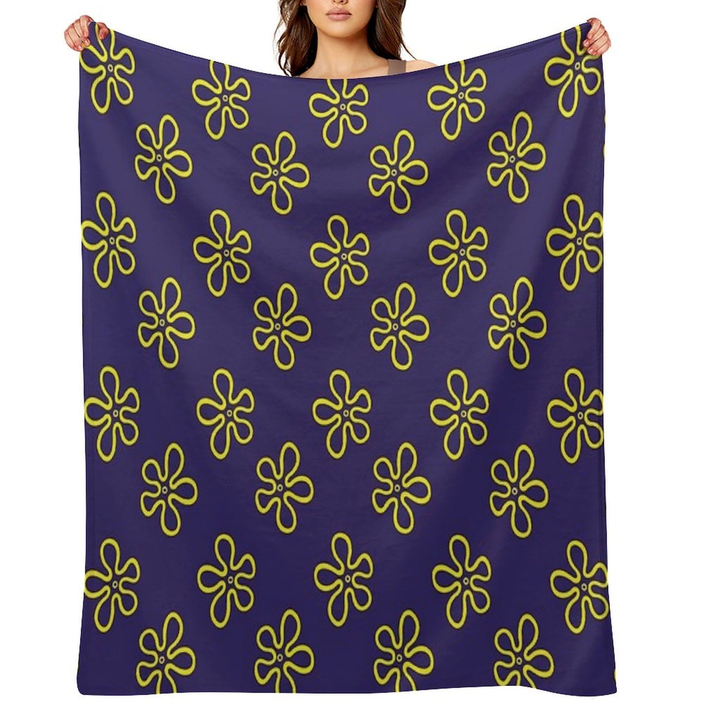 Spongebob's Floral Pattern (Purple) Throw Blanket
