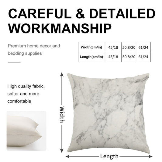 White Marble Print Linen Throw Pillow Cover