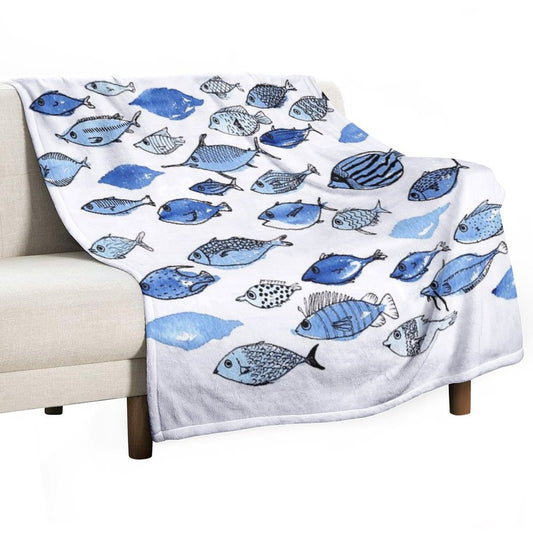 Blue Fishes Throw Blanket