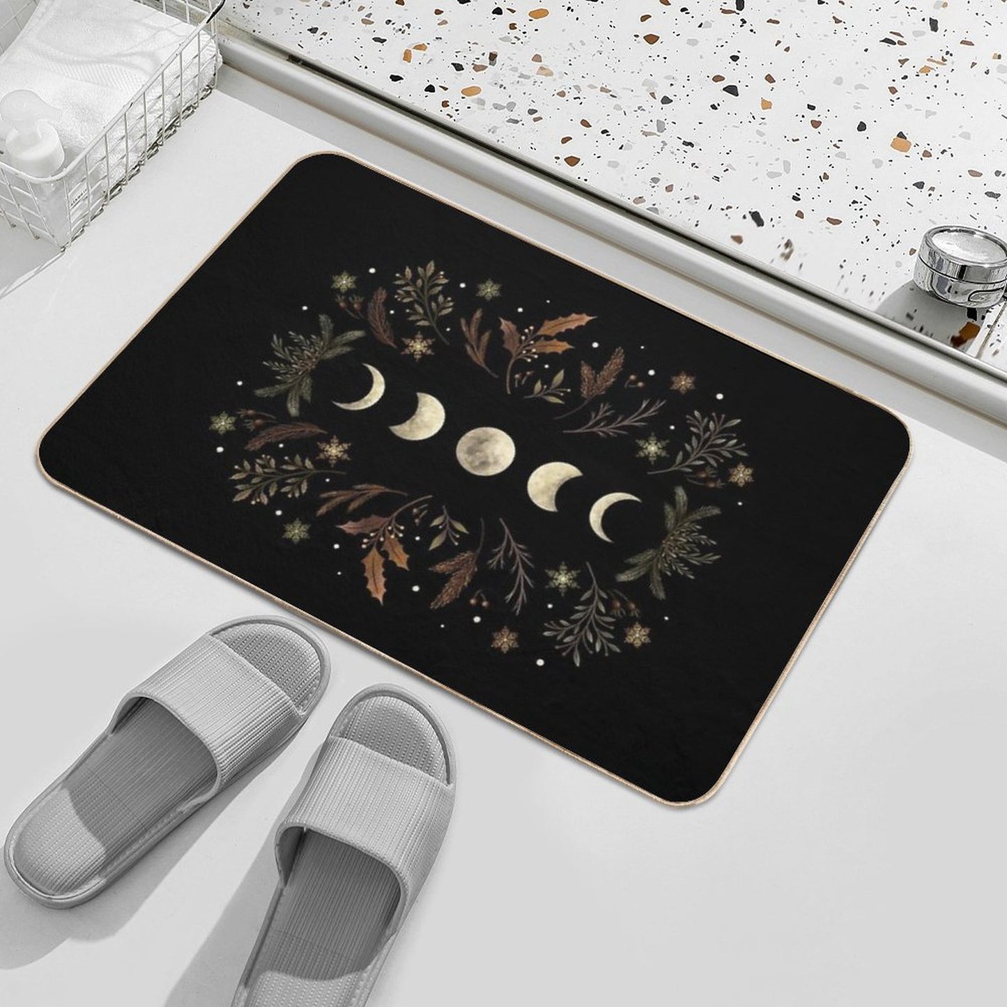 Moonlit Garden-Winter Brown Bath Mat