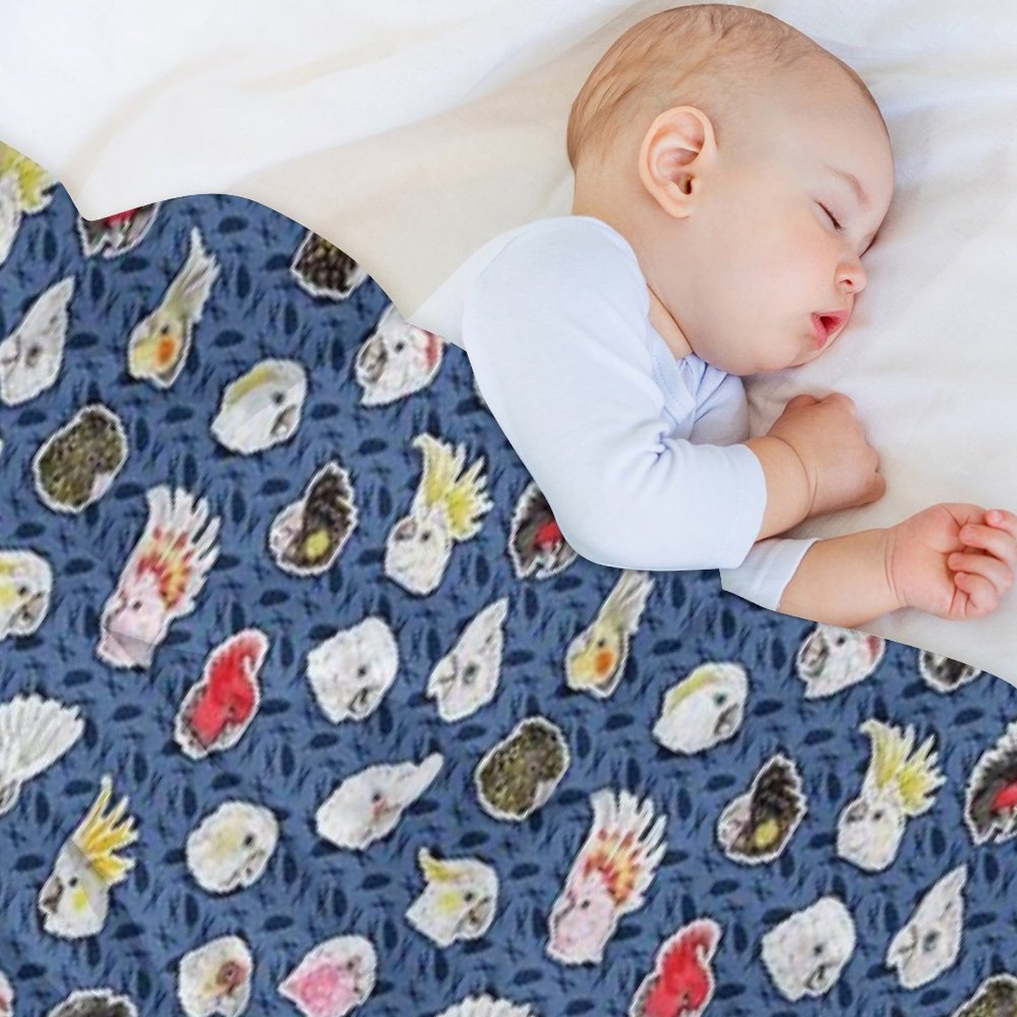 21 Cockatoos (in Dark Blue) Throw Blanket