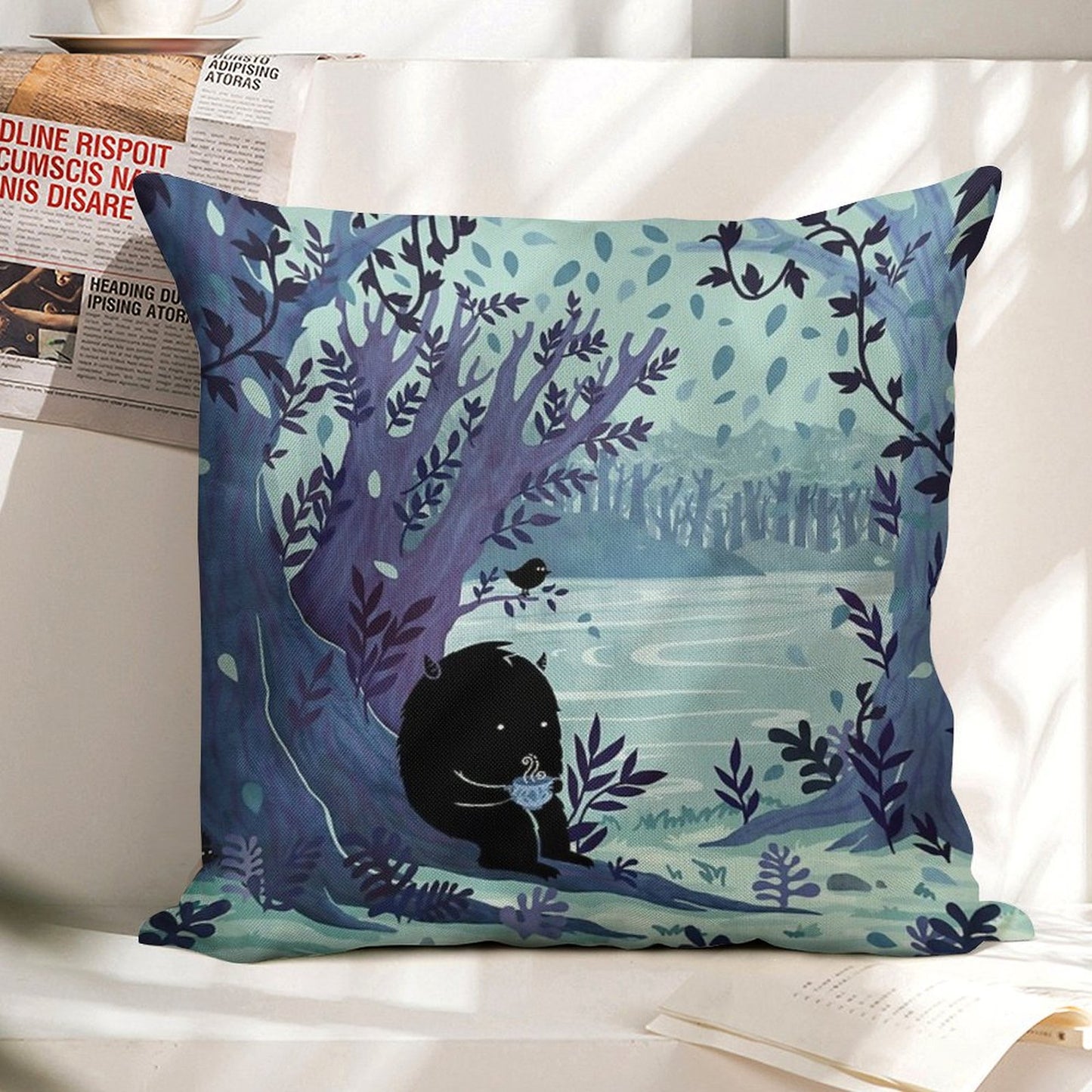 A Quiet Spot of Tea Linen Throw Pillow Cover