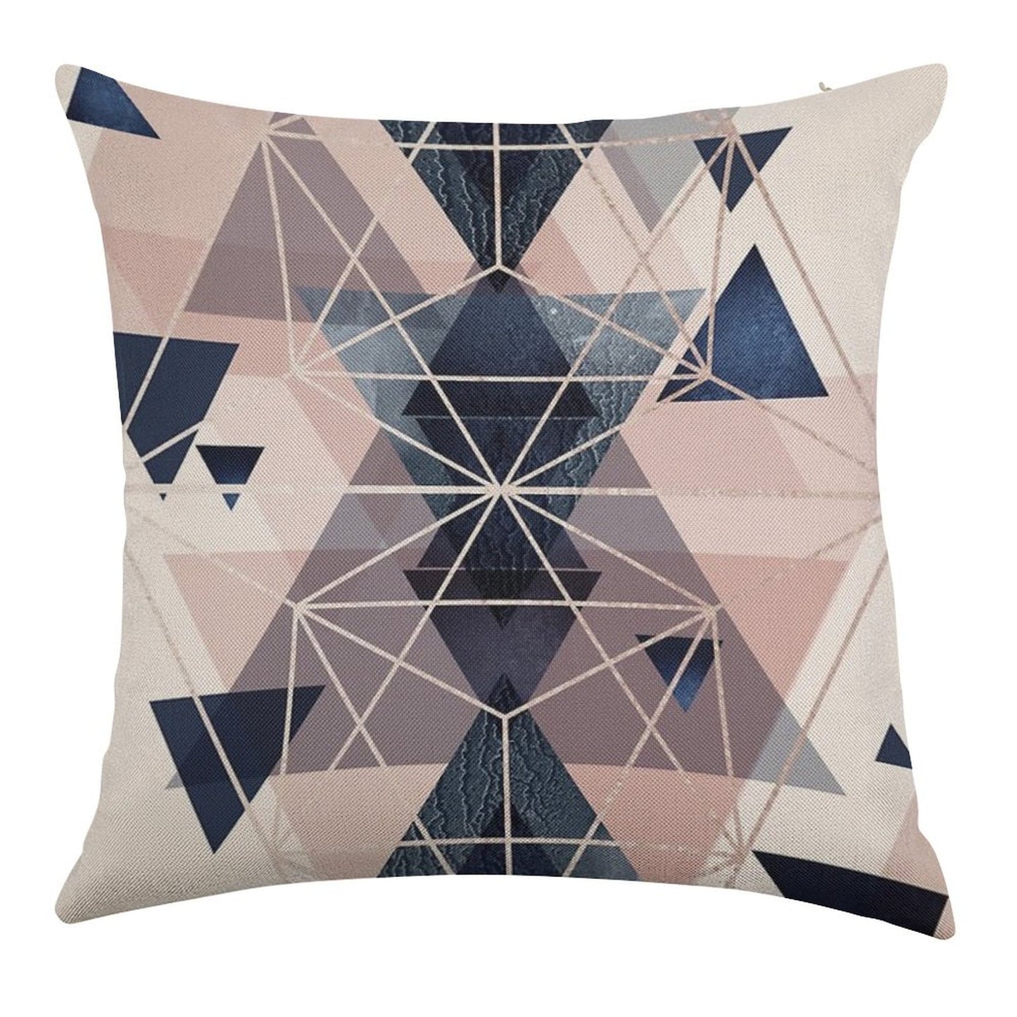 Blush Navy Geometric Linen Throw Pillow Cover