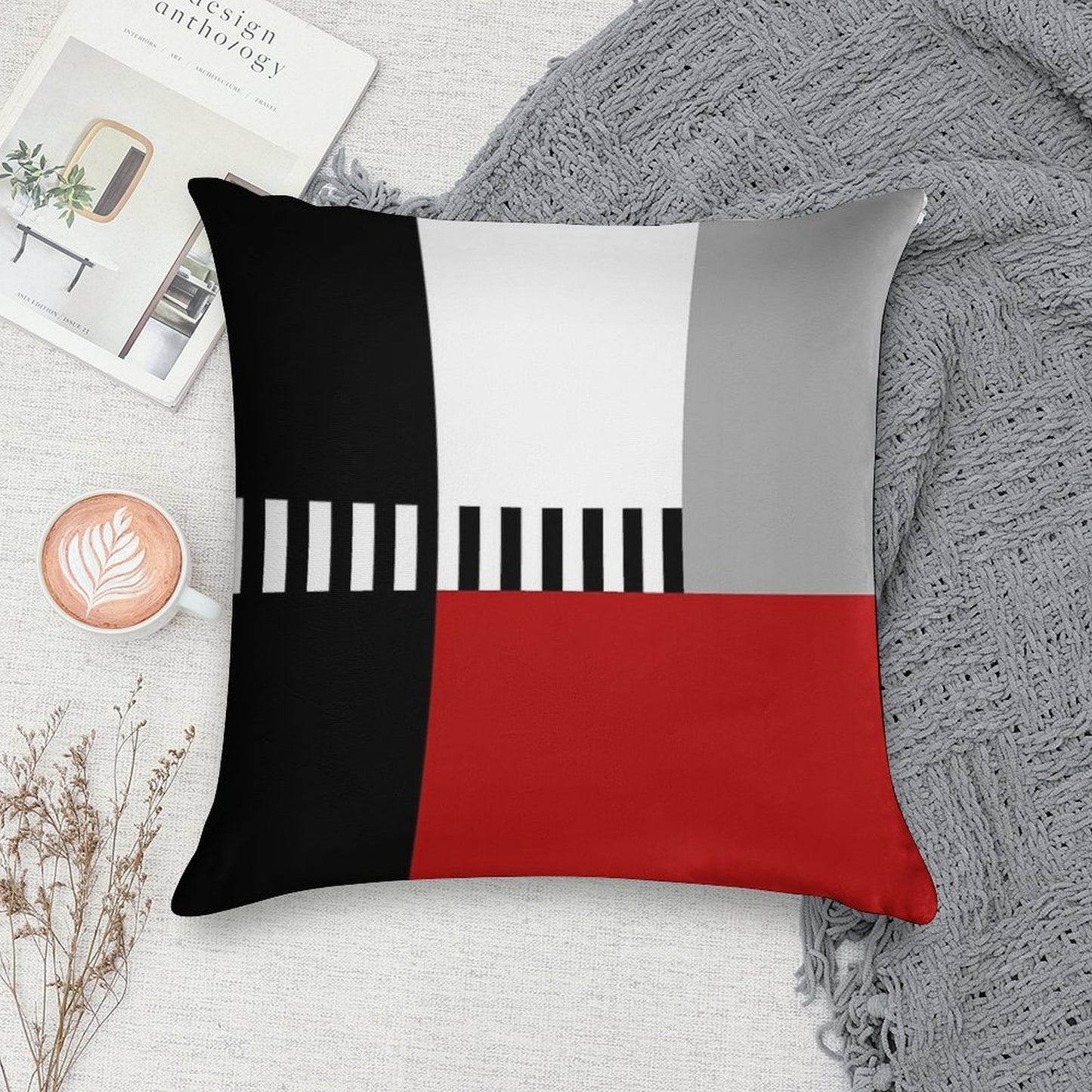 Geometric Pattern Soft Durable Construction Throw Pillow