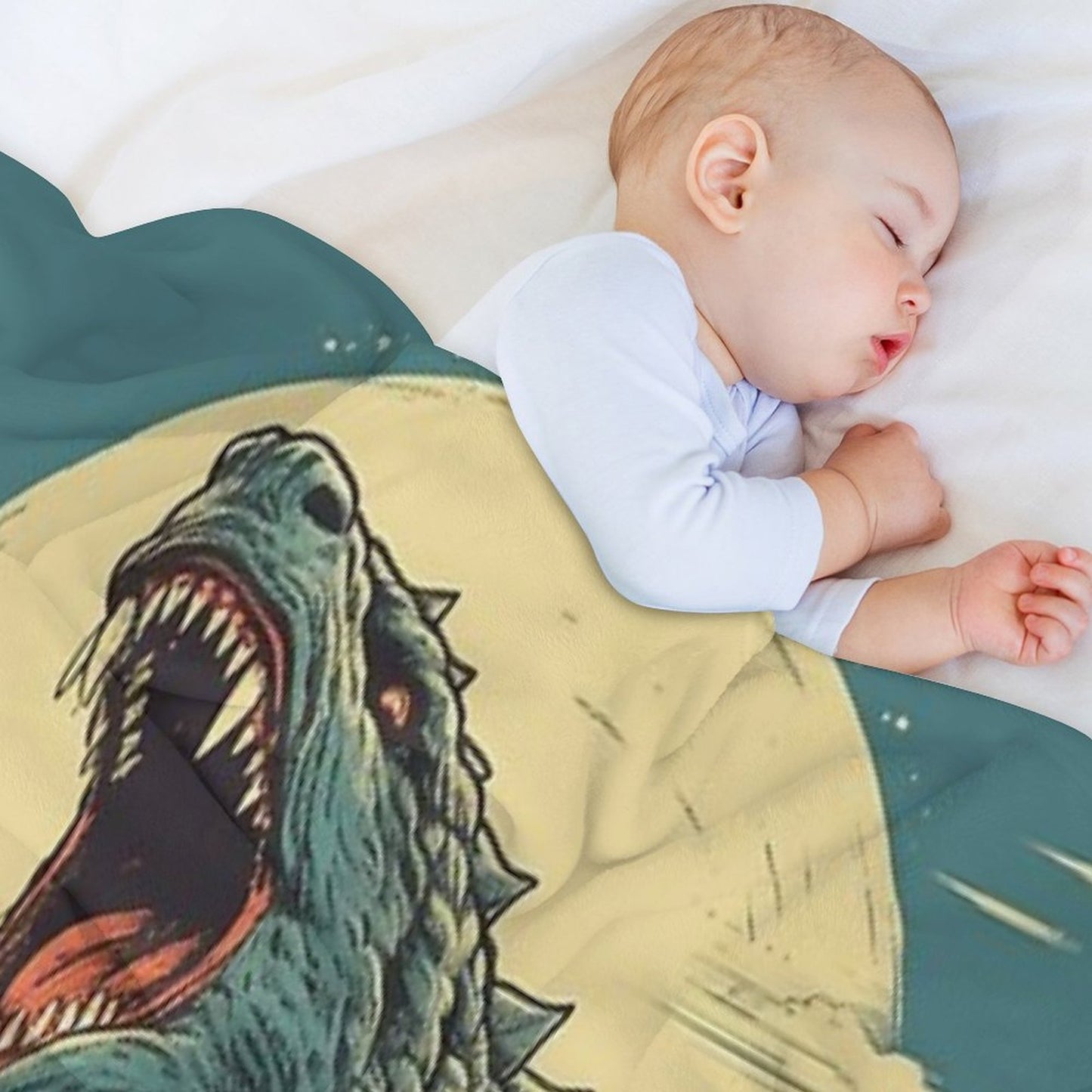 Vintage Japanese Godzilla Great Wave Throw Blanket