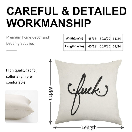 Cursive Curse Linen Throw Pillow Cover