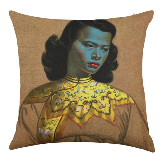 Vladimir Tretchikoff Vintage Painting, Famous Art Reproduction, Asian Fashion Illustration Linen Throw Pillow Cover