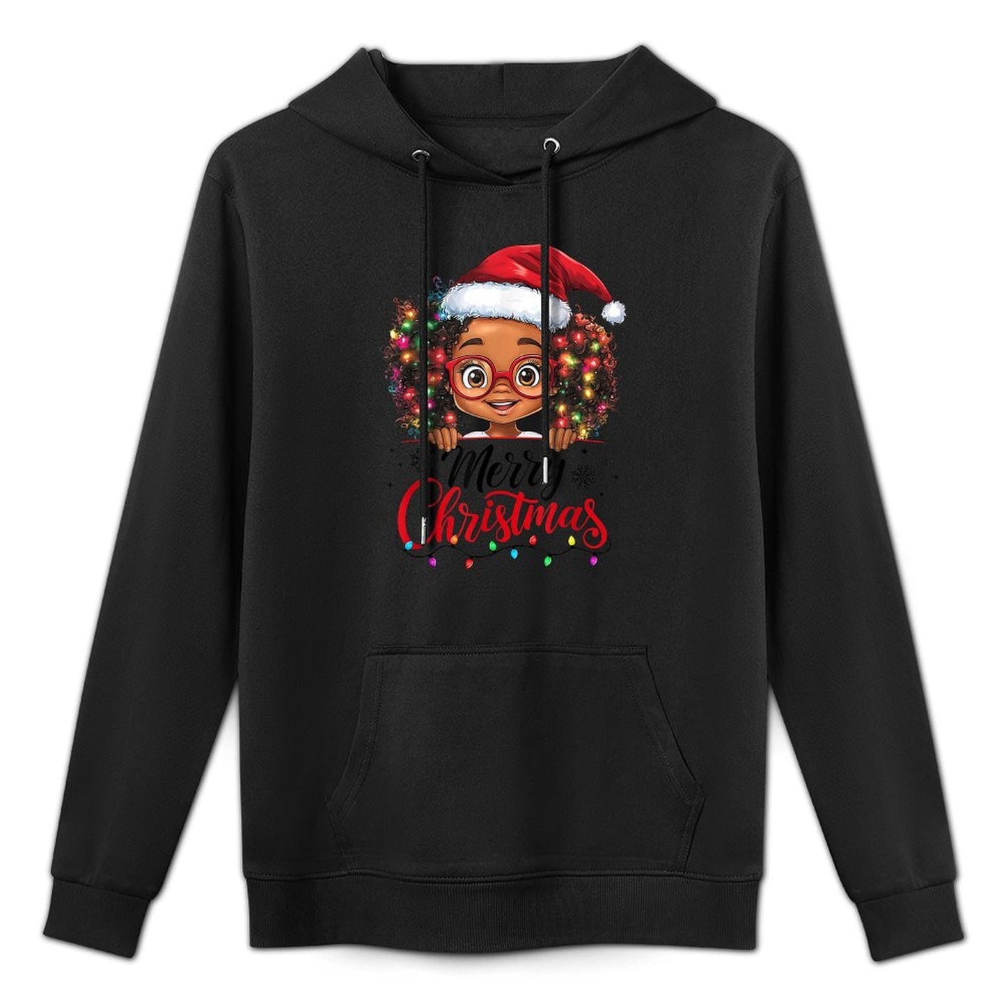 African American Merry Christmas African Black Afro Girls Adjustable Hood Hoodie