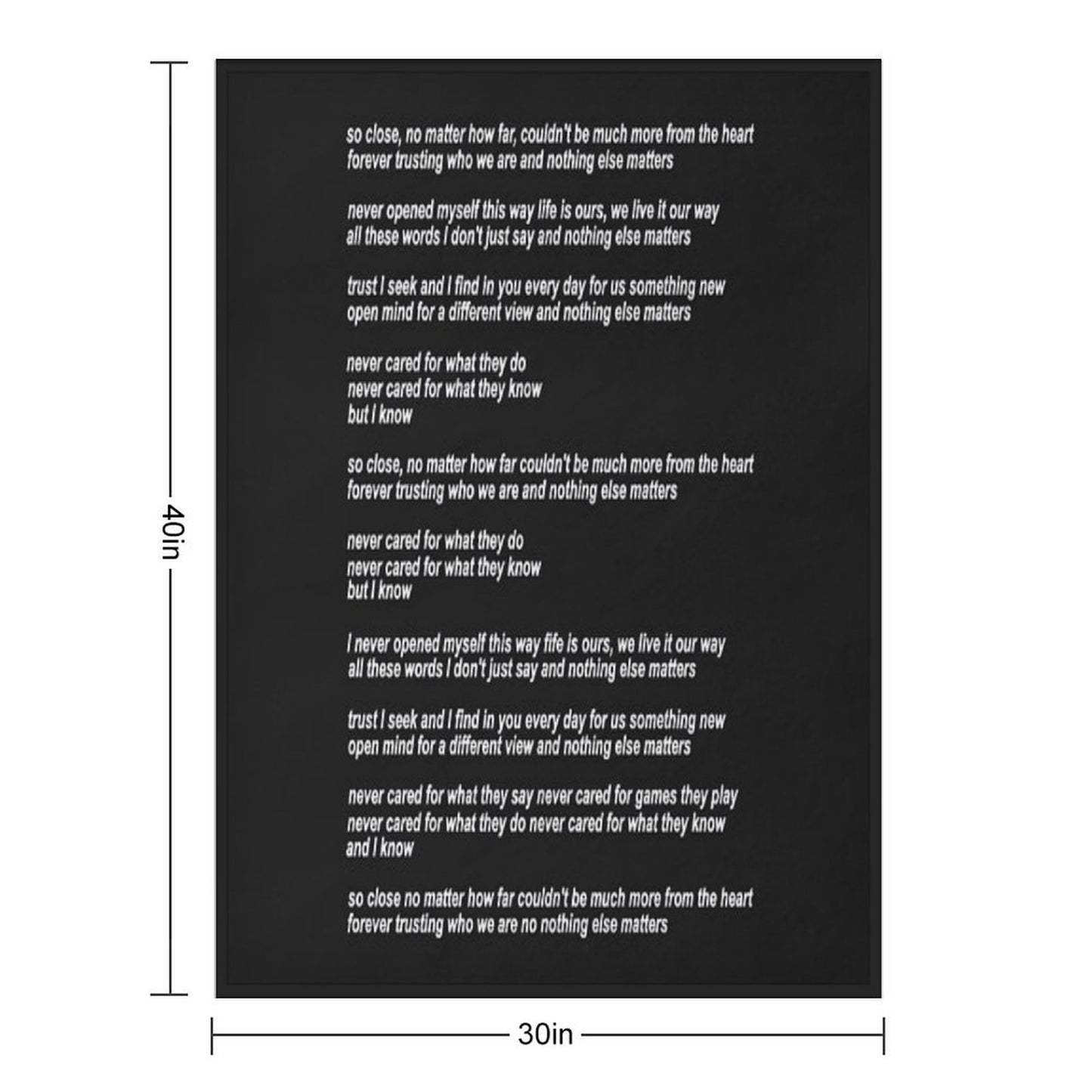 Metallica Nothing Else Matters Song Lyrics Throw Blanket