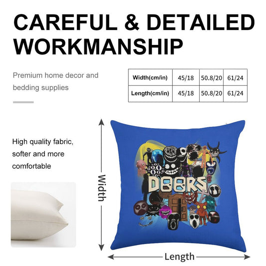 Doors All The Entities New Doors Game Update Linen Throw Pillow Cover