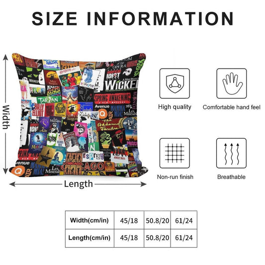 Musicals Collage II Original Soft Fade-Resistant Throw Pillow