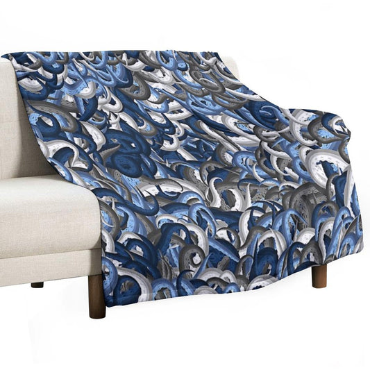 Blue Tentacles Camouflage Throw Blanket