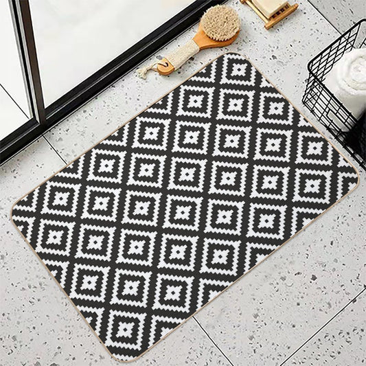 Aztec - White on Black Bath Mat