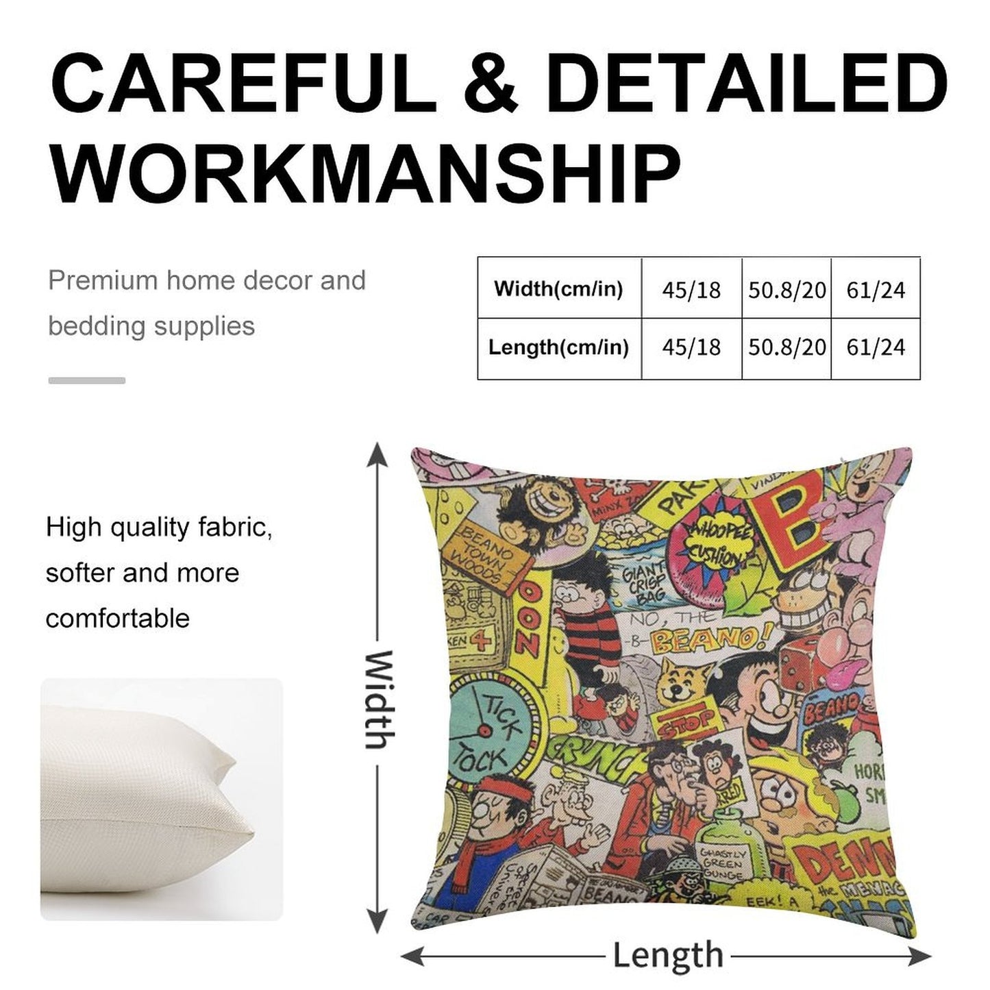 Beano Linen Throw Pillow Cover