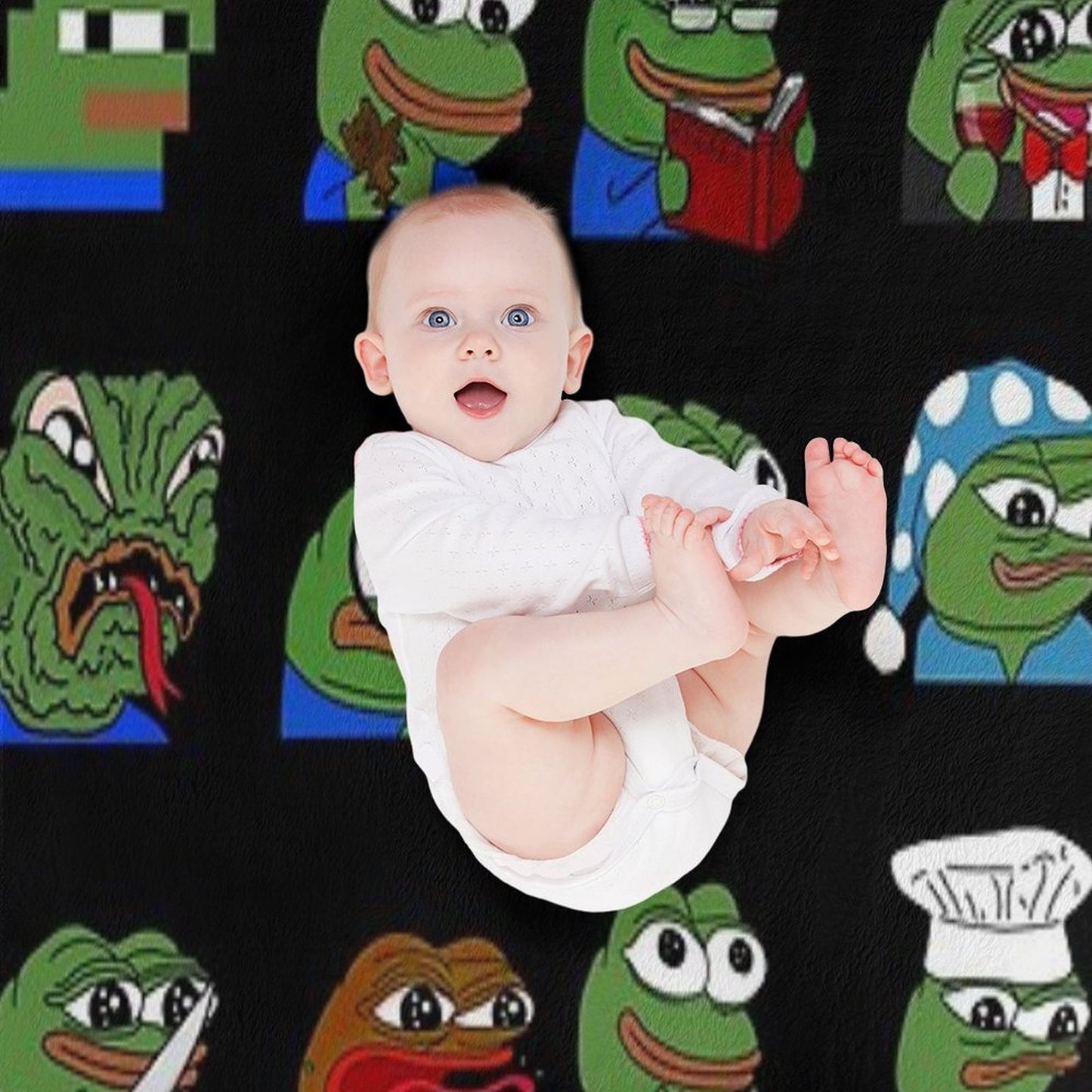 Pepe Peepo Variety Set (16 Pepes Edition) Throw Blanket