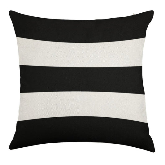 Modern Black White Striped Linen Throw Pillow Cover