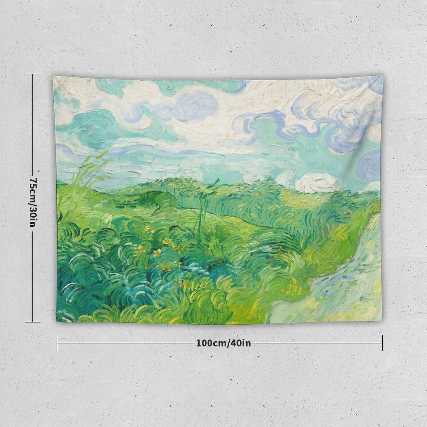 Green Wheat Fields Auvers Van Gogh Fine Art Tapestry