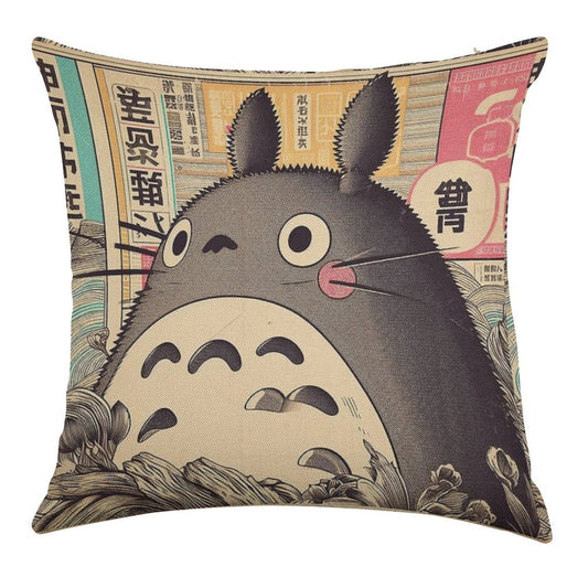 Vintage Japanese Poster Japanese Icon with Retro Charm Linen Throw Pillow Cover