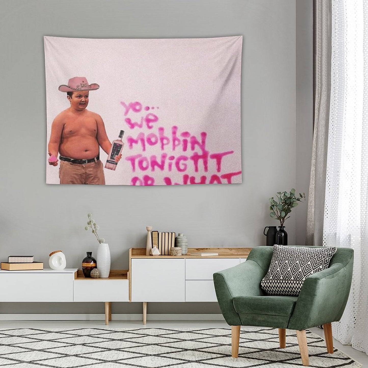 Gibby Pink Cowboy Hat Mobbin Or What Tapestry