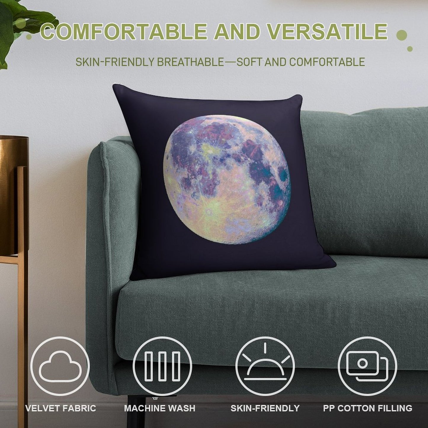 Moon Soft Hidden Zipper Throw Pillow