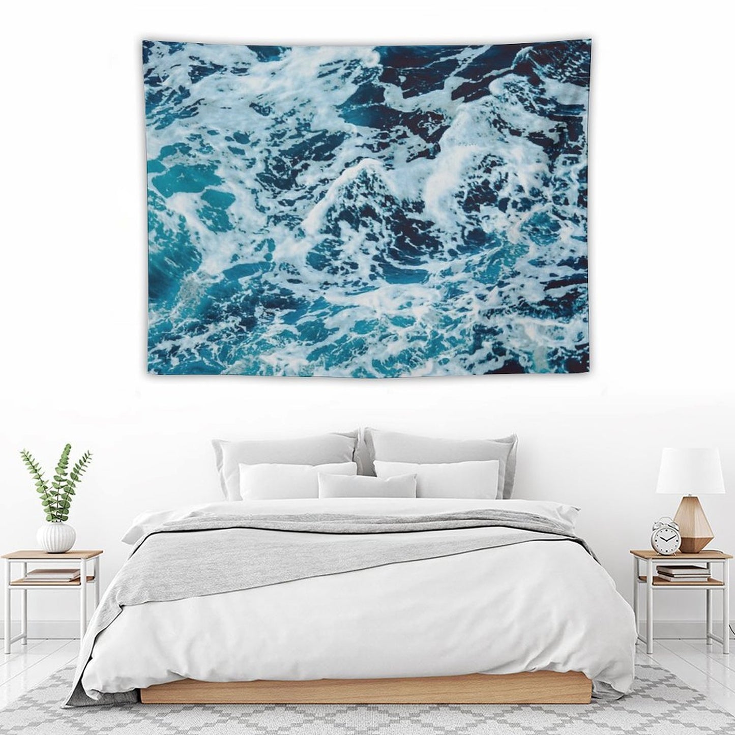 Turquoise Blue Ocean Waves Tapestry