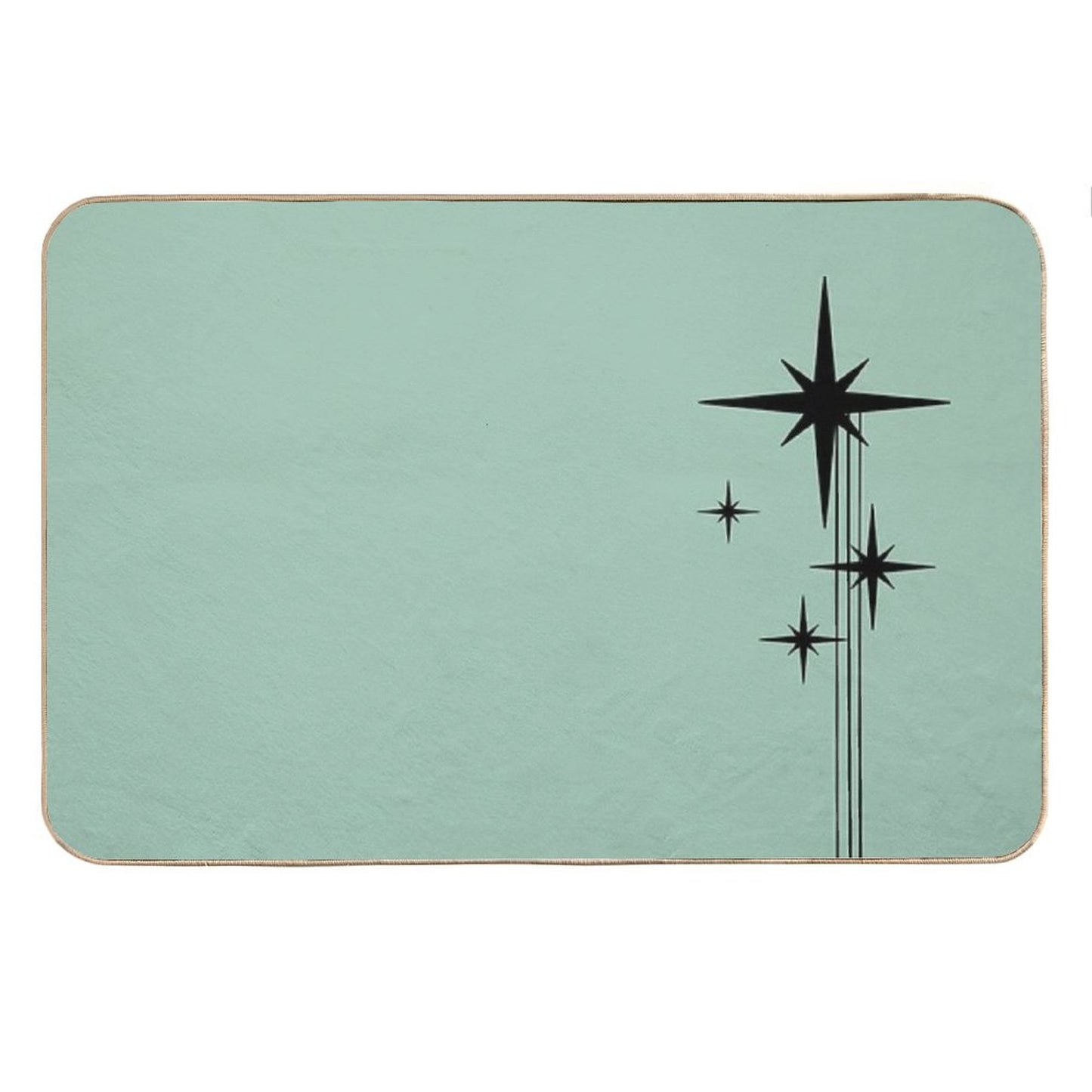 1950s Atomic Age Retro Starburst in Mint Green And Black Bath Mat