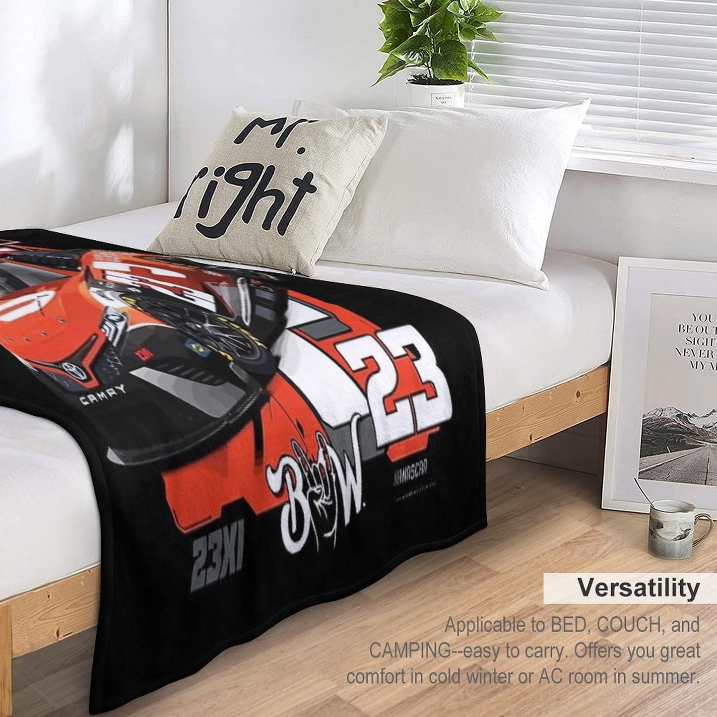 Bubba Wallace 23 Nascar Racing Car Throw Blanket