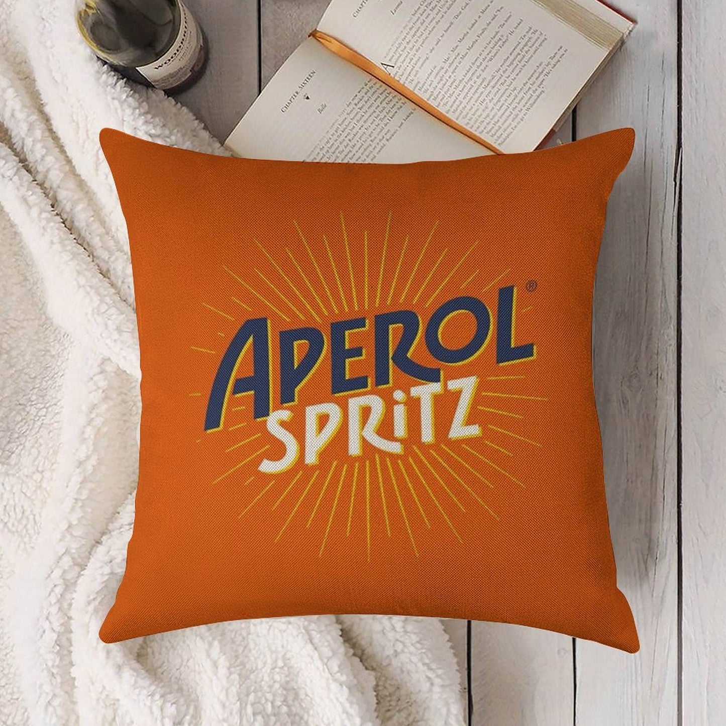 Aperol Spritz Orange Linen Throw Pillow Cover