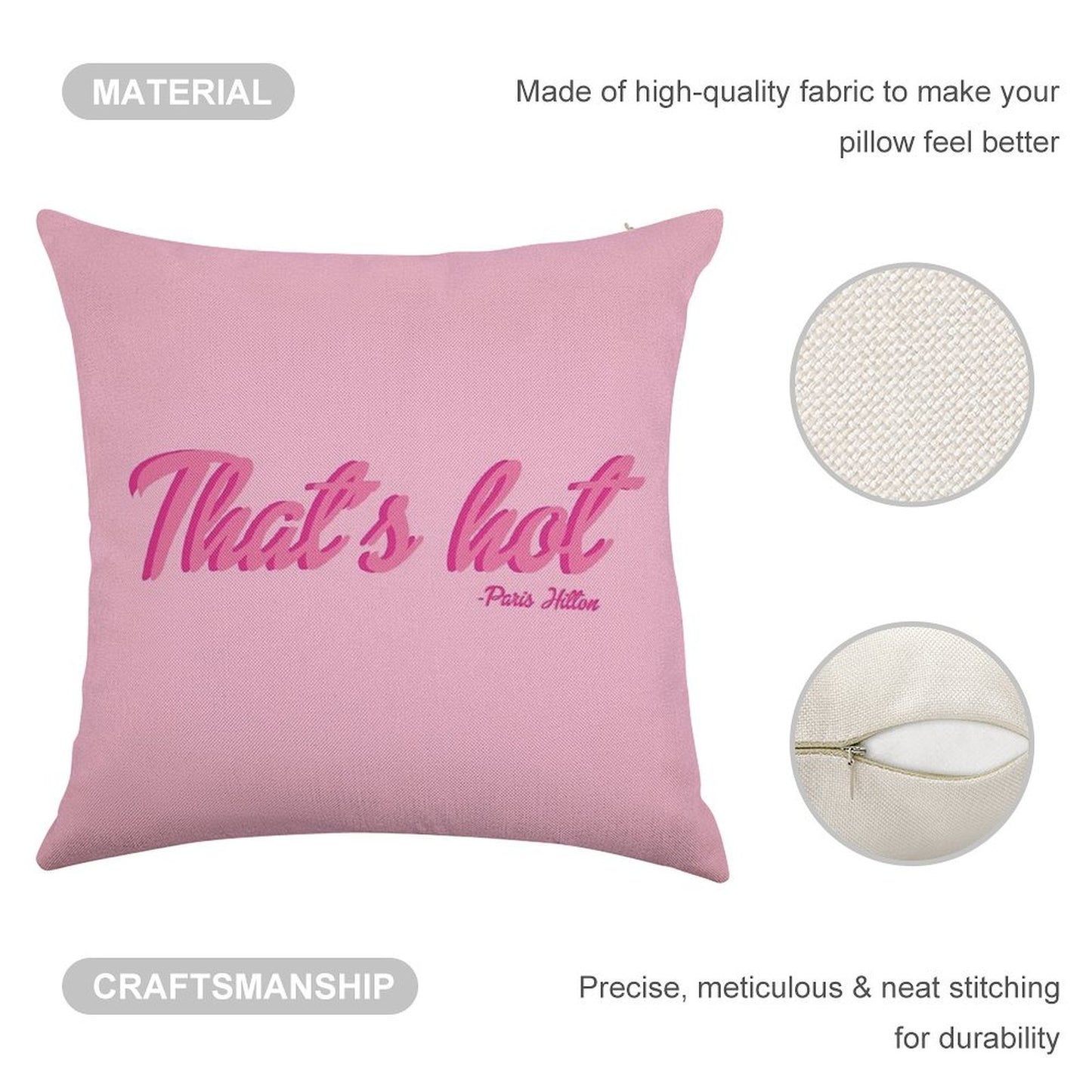 That's Hot Paris Hilton Text Print Linen Throw Pillow Cover