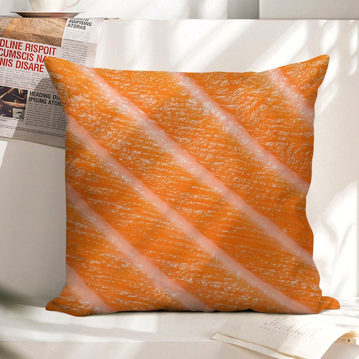 Salmon Sushi Sashimi Linen Throw Pillow Cover