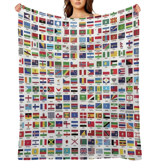 World Flags with Country Names Throw Blanket