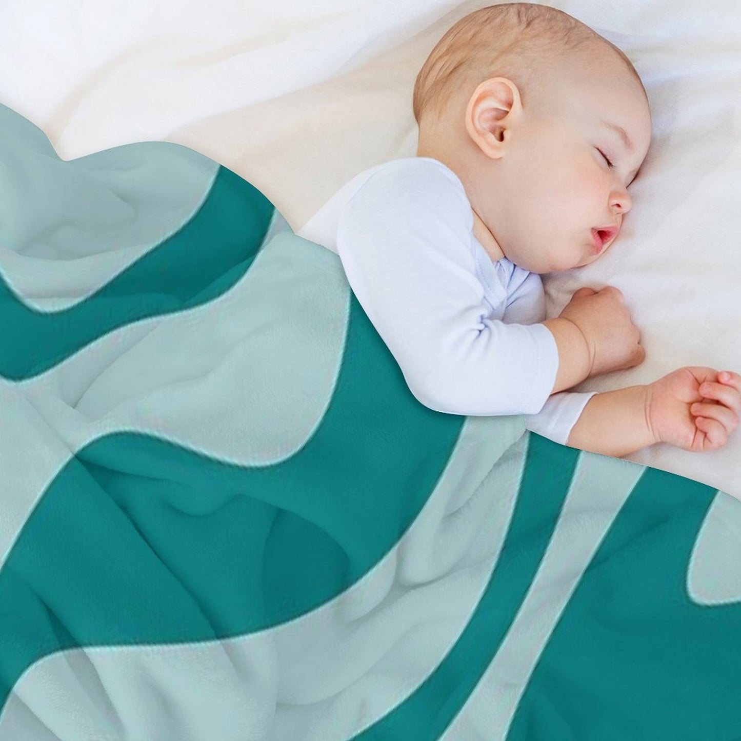 Aesthetic Modern Teal Swirl, Retro Abstract Vibes Throw Blanket