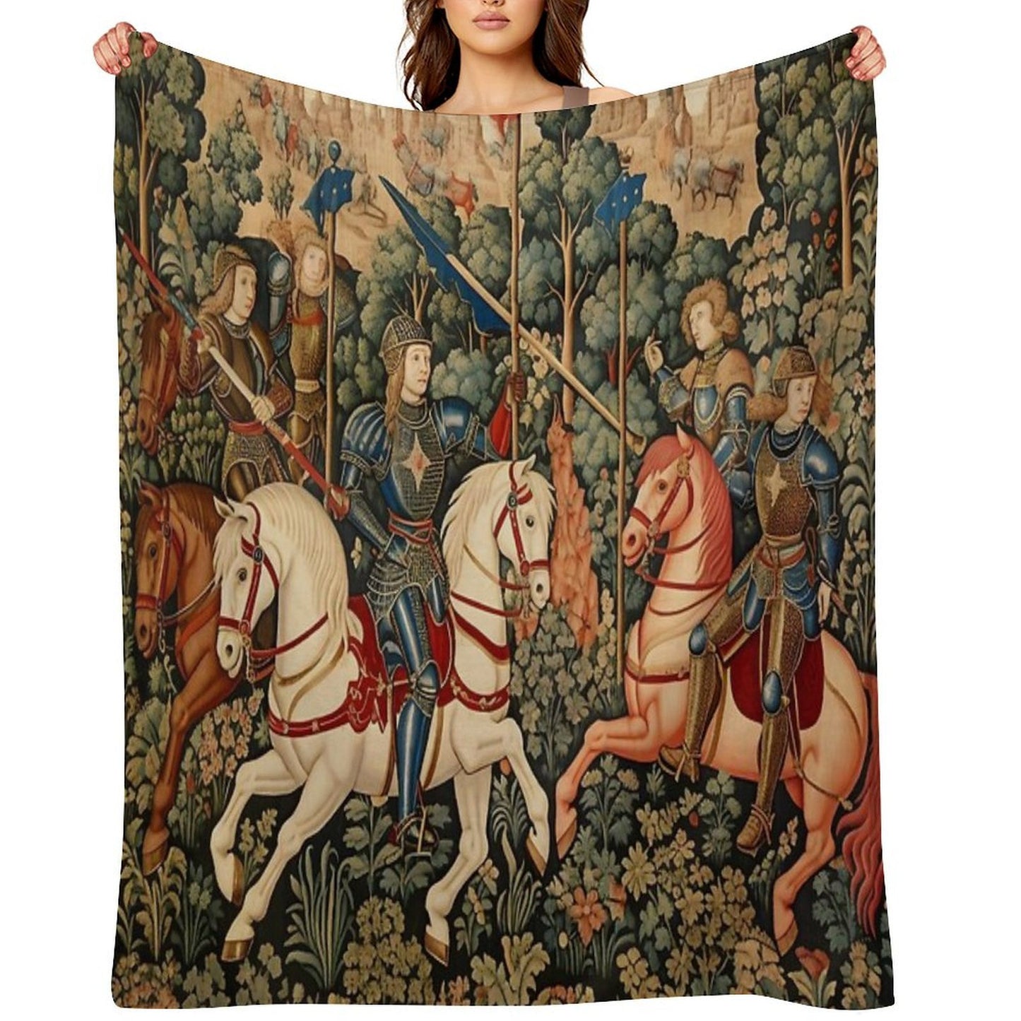 Medieval Knights Jousting Throw Blanket