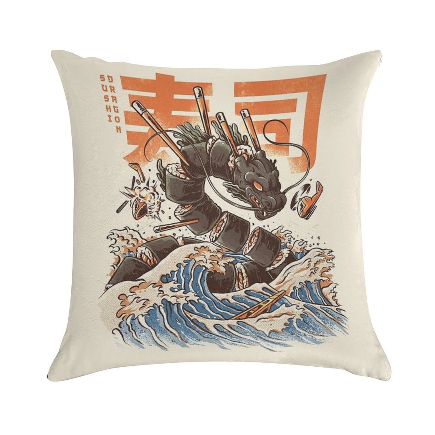 Great Sushi Dragon Soft Gift Ready Throw Pillow