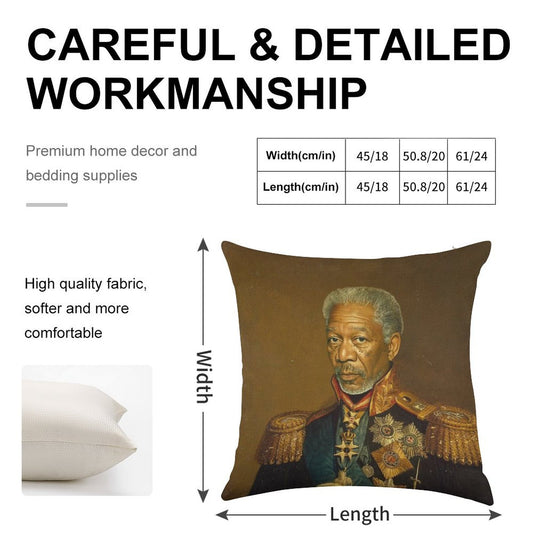 Morgan Freeman - Replaceface Linen Throw Pillow Cover