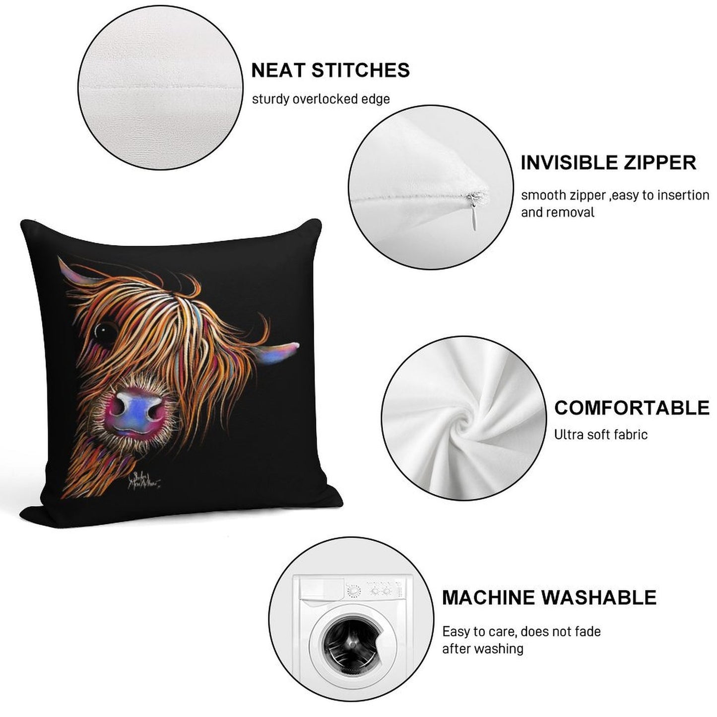 HiGHLaND CoW PRiNT SCoTTiSH ' SuGaR LuMP 2 ' BY SHiRLeY MacARTHuR Soft Multiple Sizes Throw Pillow