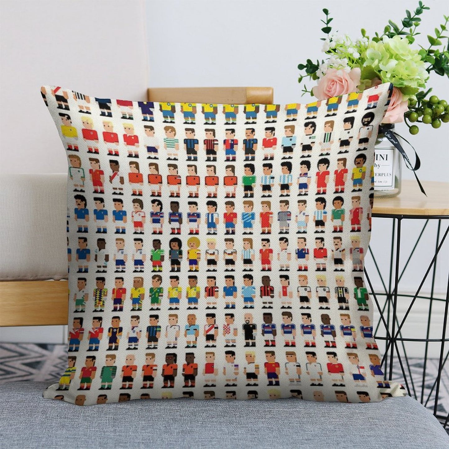 Soccer Legends Linen Throw Pillow Cover