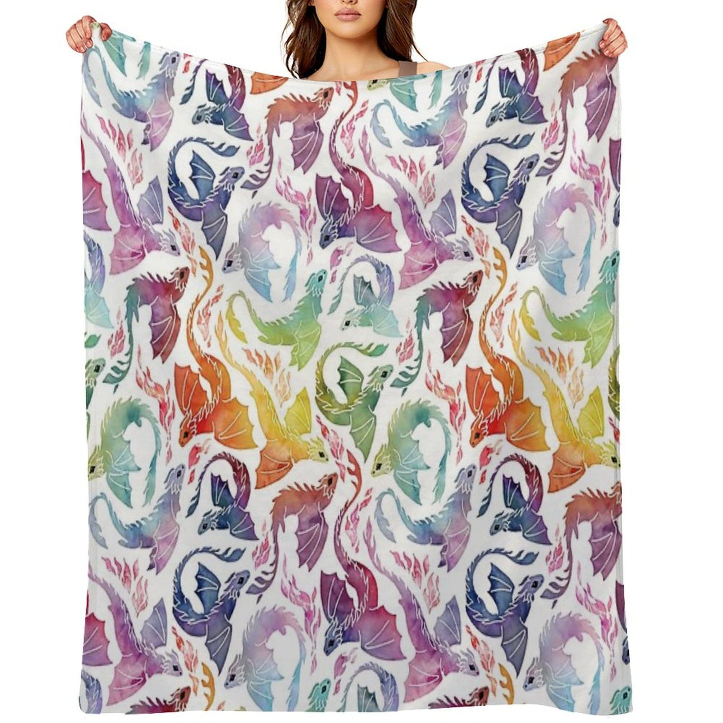 Dragon Fire Rainbow Throw Blanket